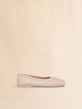  Powder Pink Nappa Leather Seamless Little Bow Ballet Flat Rose Powder