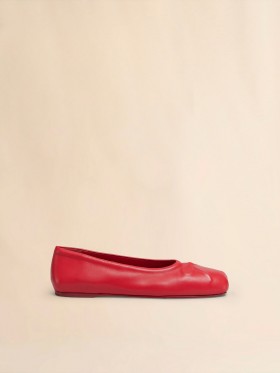  Red Nappa Leather Seamless Little Bow Ballet Flat Tulip
