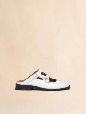  White Leather Bambi 3.0 Loafer With Double Buckle Natural White