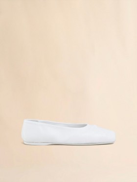  White Nappa Leather Seamless Little Bow Ballet Flat Lilywhite