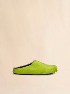  Green Long Haircalfskin Fussbett Sabot Lightlime