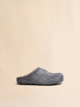  Grey Long-hair Calfskin Fussbett Sabot Mercury