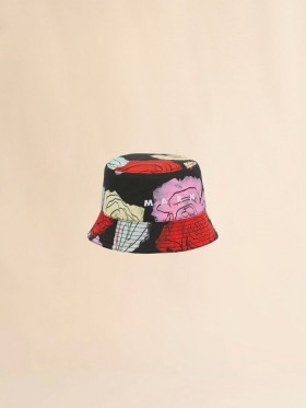 Cotton Bucket Hat With Orion Print Black