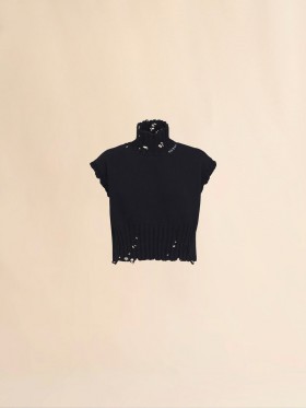  Cotton Cropped Vest Black