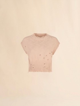  Pale Peach Dishevelled Cotton Vest Palepeach