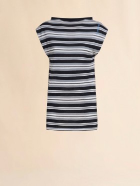  Sleeveless Striped Knitted Top With Contrasting Back Panel Black