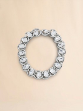  Chunky Chain Necklace With Rhinestones Glass