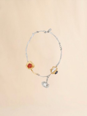  Pearls And Crystals Flower Delirium Necklace Gold/palladium