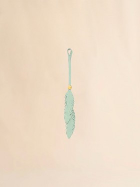  Green Leather Feather Charm Linden