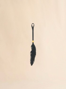  Leather Feather Charm Black