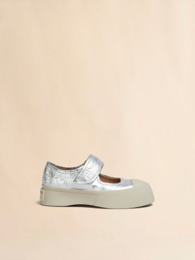  Silver Leather Mary Jane Sneaker