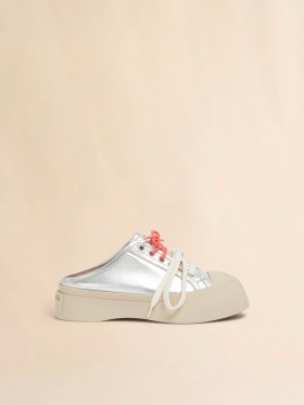  Silver Leather Pablo Lace-up Sabot