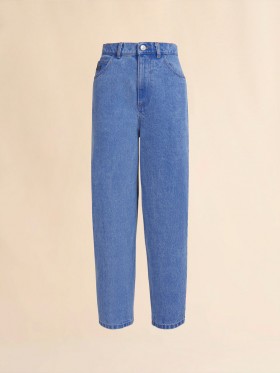  Blue Organic Denim Carrot Jeans Cobalt