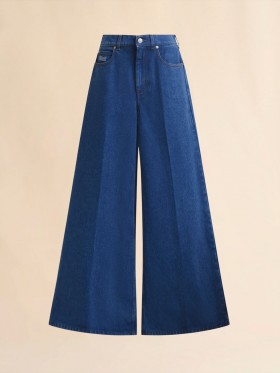  Blue Organic Denim Wide-leg Jeans Ocean