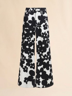  Cotton Trousers With And White Dillies Print Black