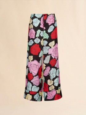  Silk Palazzo Trousers With Orion Print Black