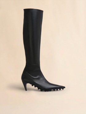  Nappa Knee-high Spike Boot Black