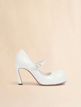  White Leather New Wave Mary Jane Pump Lilywhite