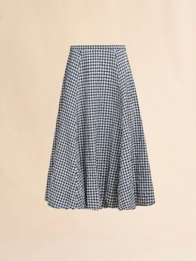  And White Checked Seersucker Skirt Black