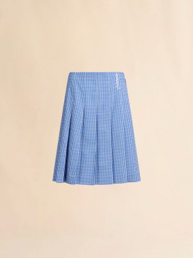  Blue And White Wool Blend Pleated Skirt Bluechina