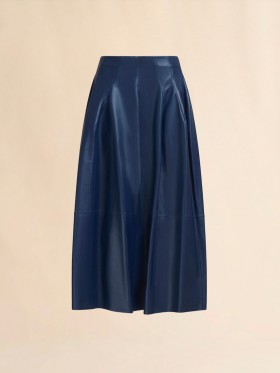  High-waisted Blue Nappa Skirt Bluechina
