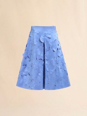  Indigo Duchess Silk Flared Skirt With Cut-out Details Blue Lilac