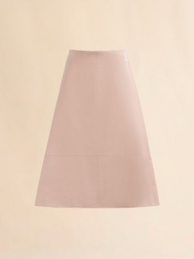  Pink Nappa Leather A-line Skirt Antracite