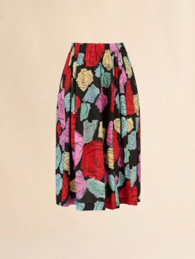  Poplin Panelled Skirt With Orion Print Black
