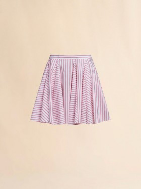  Red Striped Poplin Miniskirt