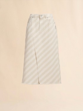  Striped Beige Denim Skirt Bone