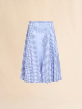  White And Light Blue Checked Seersucker Skirt Lightblue