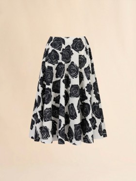  White Poplin Midi Skirt With Luna Print Lilywhite