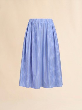  Wide Skirt In Striped Blue Poplin Bluechina