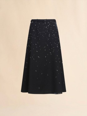 Wool Skirt With Embroidered Bead Detail Black