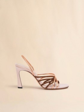  Pink Brown And Rose Gold Suede And Metallic Leather New Wave Sandal Pink/brown/pink
