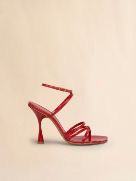  Red Leather Moonlight Sandal With Ankle Strap