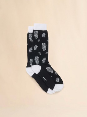  Stretch Cotton Socks With Floral Intarsia Black