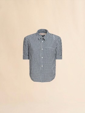  And White Seersucker Checked Shirt Black