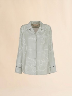  Green Silk Shirt With Aurora Print Linden