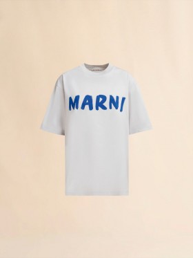  Grey Organic Cotton Boxy T-shirt With Logo Sodium