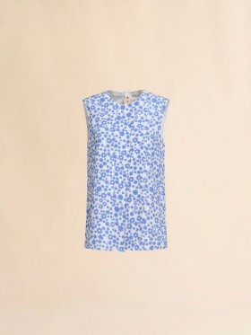  Light Blue And White Pop Fields Sleeveless Top Blue Lilac
