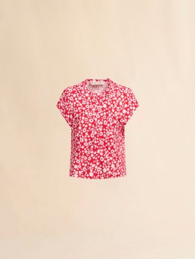  Red And White Pop Fields Print Shirt