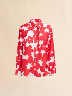  Silk Shirt With Red And White Dillies Print