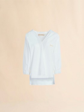  Square-neck Top In White Organic Poplin Lilywhite