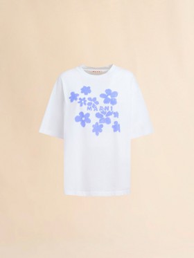  White Cotton T-shirt With Daisy Garden Print Lilywhite