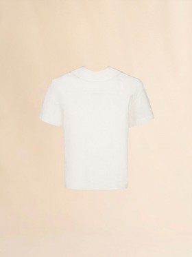  White Cotton-viscose Back-to-front Shirt Top With Dotty Check Natural White