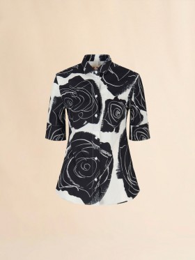  White Poplin Short-sleeve Shirt With Cybele Print Lilywhite