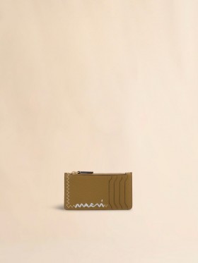  Brown Credit Card Holder With Marni Mending Logo Dijon