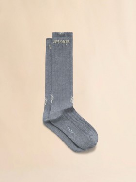  Grey Ribbed Cotton Socks With Marni Mending Inox