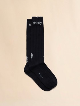  Ribbed Cotton Socks With Marni Mending Black